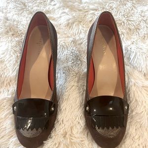 Cole Haan Nike Air technology Brown Suede Heeled Loafers Never Worn